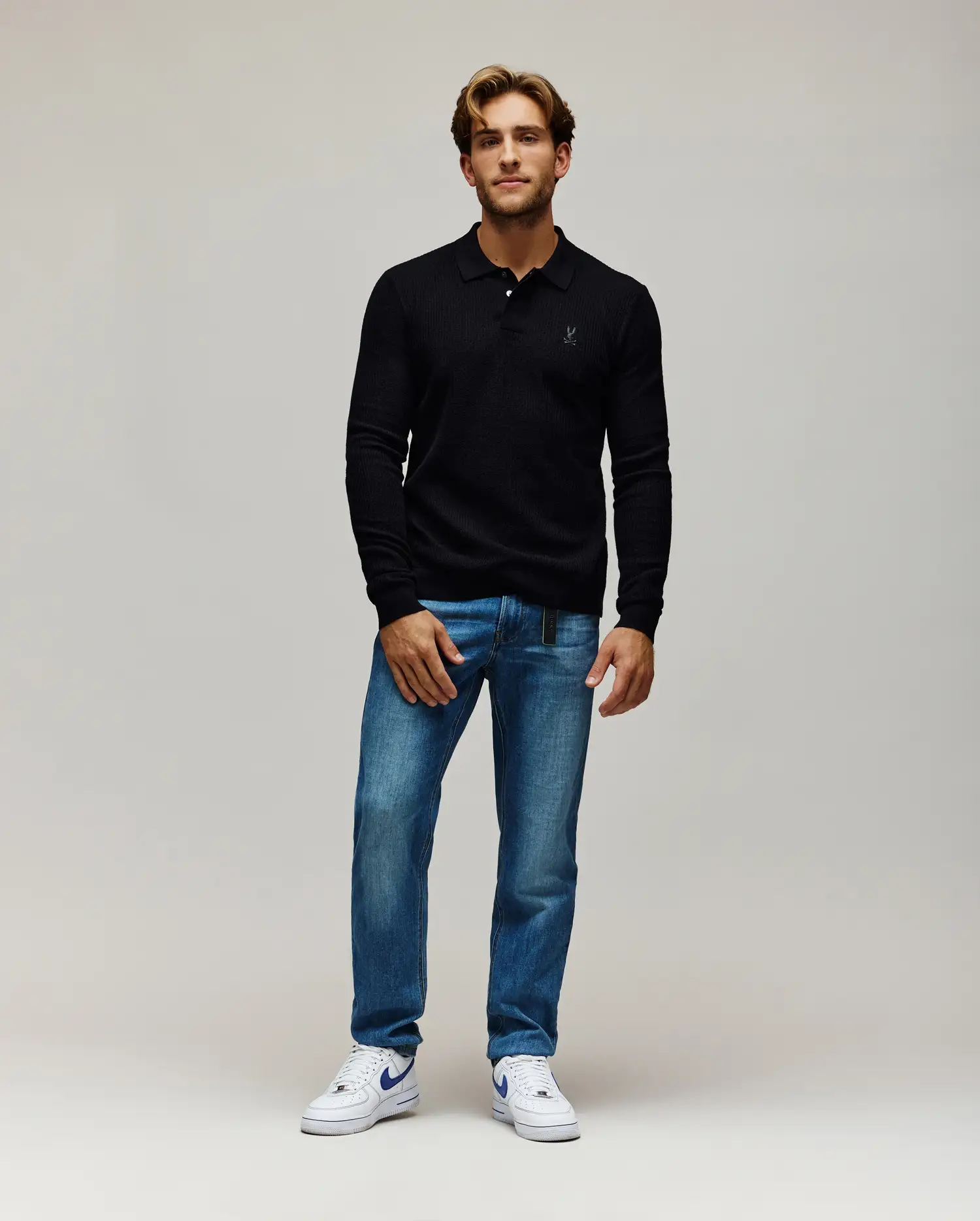 MENS ROMAN LONG SLEEVE KNIT POLO - MT0100153 - Image 4